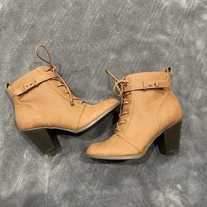 Brown laced booties